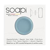 Soapi - Schwebender Seifenhalter Magnet zum Kleben - Hellblau - Wand Magnethalter für Seife - Ablage Seifenschale Magnetseifenhalter ohne Bohren/Saugnapf