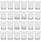 Teelichthalter PUR | Teelichter Glas Rund - Windlicht Set | 24 teilig Ø 5,5 cm H 6,5 cm |Teelichtgläser für Tischdeko bei Hochzeit & Geburtstag | Kerzen Gläser auch für Dessert - DecoLite