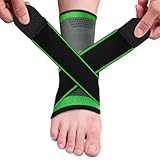 NEUTYPECHIC 2 PCS Sprunggelenkbandage, Knöchelbandage Sprunggelenk Atmungsaktiv mit Beutel für Plantarfasziitis, Achillessehne, Fußbandage Sprunggelenk für Laufen Fussball, Männer und Frauen, Grün