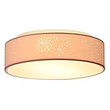 Zedelmaier Deckenlampe Stoff 38cm E27x2 max.40W Deckenleuchte mit Sternenhimmel Wohnzimmer Schlafzimmer Kinderzimmer Flur Küche Lampe Decke Stoffdeckenlampe Rund (Rosa, Ø38x12,5cm)