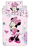 Jerry fabrics Minnie Mouse Bettwäsche Set Minnie Maus Flowers 02'' Baby Bettwäsche 100x135 + 40x60 cm, 100% Baumwolle
