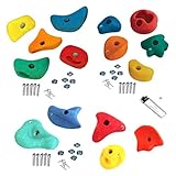 h2i Kinder Klettergriffe Indoor und Outdoor Klettersteine, Verschiedene Formen, bunt - 15 Stück