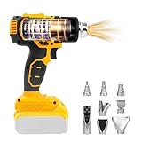 Kabellose Heißluftpistole für Dewalt 20 V Akku, Handheld-Heißluftpistole 50 ℃ - 550 ℃ Temperaturanpassung, kabellose Heißluftpistole mit 8 Düsen, passend für Dewalt 20-V-Batterien DCB206 DCB205
