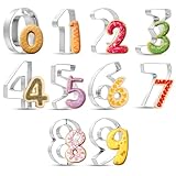 0-9 Zahlen Ausstecher Set,Edelstahl Zahlen Keksausstecher,Digitaler Ausstechformen, Plätzchenausstecher,Cookie Cutter,Ausstecher zum Backen und Kuchendekoration