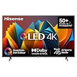 Hisense 43E7NQ 108 cm (43 Zoll) Fernseher, 4K UHD, QLED, HDR10, HDR10+ decoding, HLG, Dolby Vision Atmos, 60Hz Panel, Smooth Motion, Bluetooth, Alexa Built-in, VIDAA Voice, Schwarz [2024]