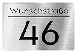 Premium Hausnummer | individuell anpassbar | Aluverbund silber gebürstet | UV Beständig | Witterungsfest - H1008