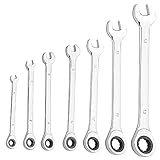 ZEONHEI 7tlg Ratschenschlüssel Set, 6, 7, 8, 9, 10, 11, 13 mm Ratschen Ringmaulschlüssel Satz Maul Ringratschenschlüssel, 72 Zähne Ringratschenmaulschlüssel Schraubenschlüssel für Wartungsarbeit