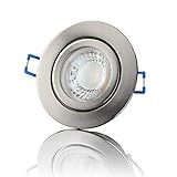 lambado® Premium LED Spot IP44 Edelstahl gebürstet - Hell & Sparsam inkl. 230V 5W GU10 Strahler warmweiß - Moderne Beleuchtung durch zeitlose Bad-Einbaustrahler/Deckenstrahler für Außen
