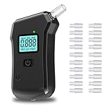HEEGFF Alkoholtester, Polizeigenau Alkoholmessgeräte mit 20 Mundstücken, Professioneller Alkoholmessgerät, Alkohol Tester mit Digitaler LCD-Anzeige und Halbleiter Sensorik