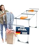 STAHLMANN ® Wäscheständer Ausziehbar [20M Trockenfläche] Made in EU - XXL Platzsparend Mit Klemmen für Kleine Wäschestücke