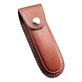 DONGKER Messertasche, Leder Klappmesser Taschenmesser Hülle, 5-Zoll Messerscheide mit Schnappverschluss Gürtelschlaufe für Klappmesser