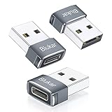 Blukar USB auf Typ C Adapter, 3 Stück USB-C Buchse zu USB-A Stecker Netzteil & Ladegerät & Ladekabel-Adapter, Kompatibel mit iPhone 16/15/14/13/12, Galaxy und Andere Smartphone & Tablet