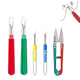 lohill Nahttrenner, 4 Stück Nahtauftrenner mit Schutzkappe und Trimmschere,Profi Groß/Klein Saumtrenner Seam Ripper auftrenner für nähte und Geschenkpapier