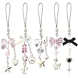 5er-Pack wunderschöne Handy-Anhänger, niedliche Handy-Anhänger, Y2K-Anhänger, Schlüsselband, Handschlaufe für Handytasche, Schlüsselbund, Kamera-Anhänger, Dekoration