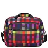 Kenorada Flugumhänger SoftLITE | praktische Begleitung für das Handgepäck | mit gepolstertem Laptopfach | Business Tasche zum Aufstecken auf Trolley (multicolorcheck, Flugumhänger)