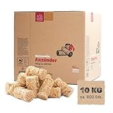 Heumüller Holzwolle 10 kg (ca. 800 Stück) Holzwolle-Anzünder Kaminanzünder | Öko-Anzünder aus Holzwolle & Wachs | Lange Brenndauer & geruchsneutral | Ideal für Kamin, Grill & Feuerstellen
