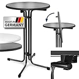 Beautissu Stehtisch Klappbar 70 cm Sylt – Stehtisch Outdoor Höhenverstellbar Hitze- & Wetterbeständig leichte Montage TÜV – Klapptisch Partytisch Kratzfest Bartisch Bistrotisch Outdoor Rund Anthrazit