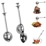 UHETLET 2 Stück Teesieb für Losen Tee Teeei Edelstahl Teaballs mit Teleskopgriff Teezange für losen tee Mehlsieb tee sieb kugel Tea Infuser tee ei tee zubehör Zucker Mehl Gewürze Kakaopulver