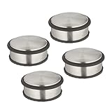 Relaxdays Türstopper 4er Set, HxD 4,5 x 10,5 cm, flach & schwer, rutschfest, Türzuschlagbremse Edelstahl, silber/schwarz