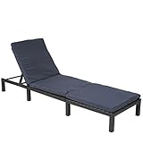 Mendler Poly-Rattan Sonnenliege HWC-A51, Relaxliege Gartenliege Liege Basic - anthrazit, Kissen grau