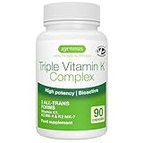 Igennus Fortschrittlicher Dreifacher Vitamin K Komplex 2700 mcg, Vitamin K1 & K2 (MK-4 & MK-7), bioaktive naturidentische Formen, hochdosiert, Knochen & Herz-Kreislauf-System, Clean Label, 90 Kapseln