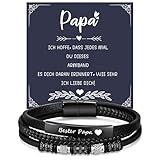 VNOX Geschenke für Papa Lederarmband Herren: Männer Armband mit Gravur für Papa Geschenk für Papa/Ehemann/Sohn Weihnachten Geburtstag Vatertag Geschenk