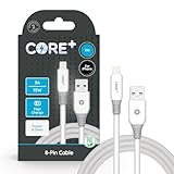CORE+ iPhone Ladekabel 3A/15W, 8-Pin auf USB-A, Schnellladung, kompatibel mit iPhone, iPad, Airpods + Pro Max, Mini, Plus, iPhone 15, 14, 13, 12, 11, 10, SE und allen Modellen 5+, 1 m