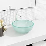 Qnhdfrt Waschbecken aus Hartglas 30 cm matt Aufsatzwaschbecken Modernes Design Robust und Langlebig für Badezimmer Gäste WC Küche Garage Camping