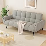 JIEXI Sofa Mit Schlaffunktion, Klappsofa Sofa 3 Sitzer, Schlafsofa 195x85cm, Bequemes Geeignet Für Wohnzimmer, Schlafzimmer, Zimmer, Büro(Hellgrau)