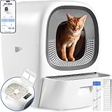 LALAHOME Selbstreinigende Katzentoilette RealScooper Pro, Automatische Nachfüllschale, Ultra-Sicher/App-Steuerung/Desodorierer, Automatische Katzentoilette 88L XXL Fassungsvermögen für Mehrere Katzen