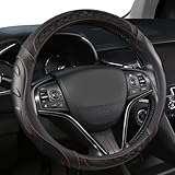 Black Panther Maßgeschneiderte Lenkradabdeckung für Volkswagen, Toyota, Mercedes, Peugeot, BMW, Renault, Audi, Ford, Skoda, Hyundai, Kia, Universal Passform 37-38cm (14.5-15')- Schwarz