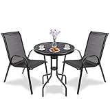 Campela Balkonmöbel Set Für Kleinen Balkon Wetterfest – Gartenmöbel 3-teilig Aus Metall – Outdoor Sitzgruppe Mit Tisch Und 2 Stühlen – Balkonmöbel 2 Personen Für Terrasse