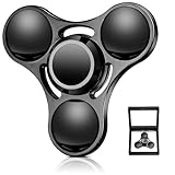 SCIONE 1er Metall Fidget Spinner – Hand Spinner für Erwachsene & Kinder – Anti-Stress-Sensory-Spielzeug mit abnehmbaren Kugellagerkappen – Perfekt für Büro, Klassenzimmer & Party-Geschenke (Schwarz)