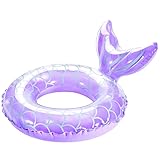 HeySplash Aufblasbarer Schwimmring, 1 Stück Schwimmreifen mit Meerjungschwanzes Form für Pool Strand, PVC Schwimm Ring für Kinder/Erwachsene mit einem Gewicht von 38-88 Lbs, Lila
