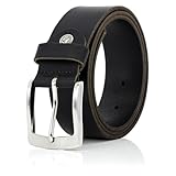 LINDENMANN Leder-Gürtel Herren 40 mm breit, Gürtel Herren Vollrindleder schwarz, Größe/Size:Bundweite 90 cm Gesamtlänge 105 cm W 35.4 M, Farbe/Color:schwarz