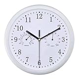 Wanduhr Außen Outdoor,Funk-Wanduhr Wasserdicht, Uhr-Hygrometer-Combo Wasserdicht, 10 Zoll Im Durchmesser Außenuhren Wetterfest Mit Thermometer Und Hygrometer, 10 Zoll Gartenuhr Wetterfest
