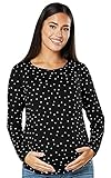 HAPPY MAMA. Damen Umstandsmoden Top Still T-Shirt Lagendesign Lange Ärmel. 005p (Schwarz mit kleinen weißen Punkten, 44-46, 2XL)