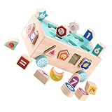 Milisten Massivholz Lernspielzeug Vorschulkinder Kognitives Zuordnungsspiel mit 18 Farbigen Holzbausteinen Pädagogisches Stapelspielzeug für Kleinkinder