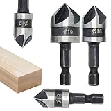 Senkfräser,Entgratbohrer Mit Sechskantschaft - Robuste 90 Grad Senker zur Entgratung für Holzbearbeitung, Fräsen & Bauprojekte, 3-tlg. Set