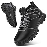 ricema Winterschuhe Herren Damen Winterstiefel Warm Gefüttert Schneestiefel Leicht Wanderschuhe Trekkingschuhe Rutschfest Stiefe, Schwarz 39 EU