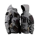 Vhersily Taktische Jacken für Herren, wasserdicht, winddicht, für Arbeit, Softshell-Jacke, mehrere Taschen, Jagd, Motorrad, Winter, atmungsaktiv, sportlich, vielseitig, kombinierbar mit Shorts, grau