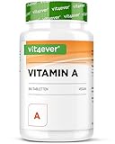 Vitamin A - 10.000 I.E. (3000 µg) - 365 Tabletten - Alternative zu Kapseln - Hochdosiertes Retinylacetat - Ohne unerwünschte Zusätze - Augen, Haut, Immunsystem - Vegan