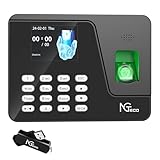NGTeco Zeiterfassungsgerät für Mitarbeiter (Fingerabdruck + PIN), Standalone Stechuhr, Kein WiFi/Software/Monatliche Kosten
