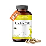 PlantDEA I Bio Ingwer Kapseln I 3000mg Tagesdosis I 180 Ingwer-Kapseln hochdosiert I laborgeprüft I Bio Ingwer Pulver I veganes Ingwer-Präparat I Ohne Zusätze