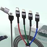 6-in-1-Multi-Universal-Ladekabel, 1,8 m, USB A / Typ C auf Lightning * 2 + Typ C + Micro-USB Nylon geflochtenes Sync-Ladekabel Adapter für Android/iPhone/iOS/Samsung/Huawei-Uber Schilder für Auto