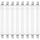 Hanyousheng 8 Stück Bettlakenspanner Verstellbar, (30cm -130cm) Elastische Bettlakenklammern, Elastische Lakenspannermit Metallclip, für Krippe, Bettlaken, Matratze, Sofa, Bügelbrett(Weiß)