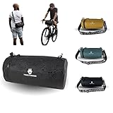 MONSTERANDO Fahrrad lenkertasche und Schultertasche Travel-Monster Nachhaltig Recyceltem PET-Wasserdich Athleisure Gym Sporttasche mit Crossbody Gurt, Fahrradtasche für MTB 5L schwarz