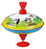 Lena tin Toys 52249 - Brummkreisel Ø19 cm Der kleine Maulwurf, Metall Kreisel, Schwungkreisel aus Blech, klassischer Pumpkreisel, Blechkreisel mit Spitze, Spielzeugkreisel für Kinder ab 18 Monate