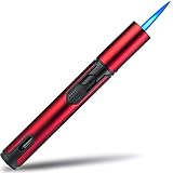 Yeuligo Jetflamme Feuerzeug, Gas Nachfüllbar Sturmfeuerzeug, Winddicht Langes Stabfeuerzeug für Kerzen, Küche, Feuerwerk, Camping, Grill, Kamin. Geschenk für Männer (Verkauft ohne Butangas) (Rot)