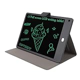 ASHATA 12-Zoll-LCD-Schreibtablett mit PU-Hülle und Stift, Löschbarer, Wiederverwendbarer Elektronischer, Augenschonender, Flexibler LCD-Zeichenblock Zum Zeichnen von Notizen